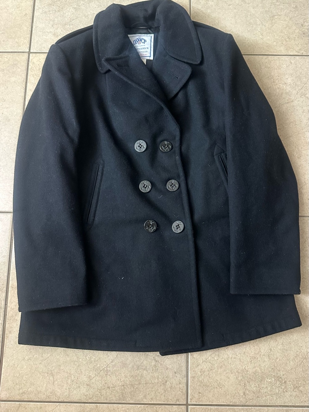 Classic Black Double-Breasted Pea Coat - Picture 2 of 7